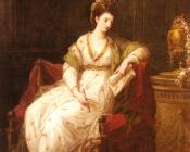 安杰利卡考夫曼 - Portrait Of Louise Henrietta Campbell Later Lady Scarlett As The Muse Of Liter